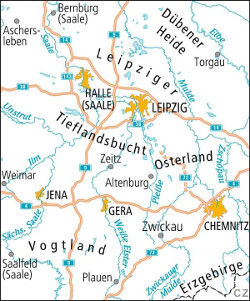 Blattschnitt der ADFC-Radtourenkarte Saale Erzgebirge westliches